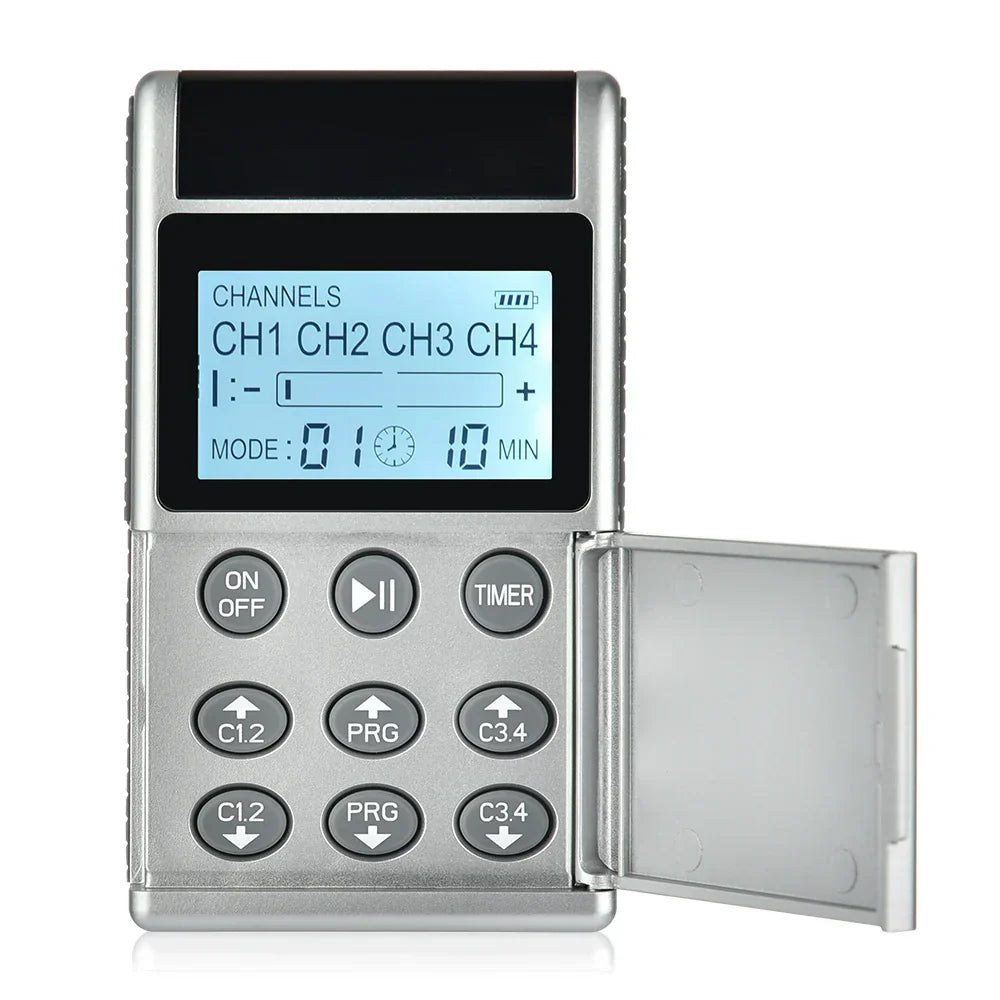15-Mode Electric Therapy Massager with LCD Display, 4 Outputs, Timer & Intensity Control - Ideal Gift for Pain Relief