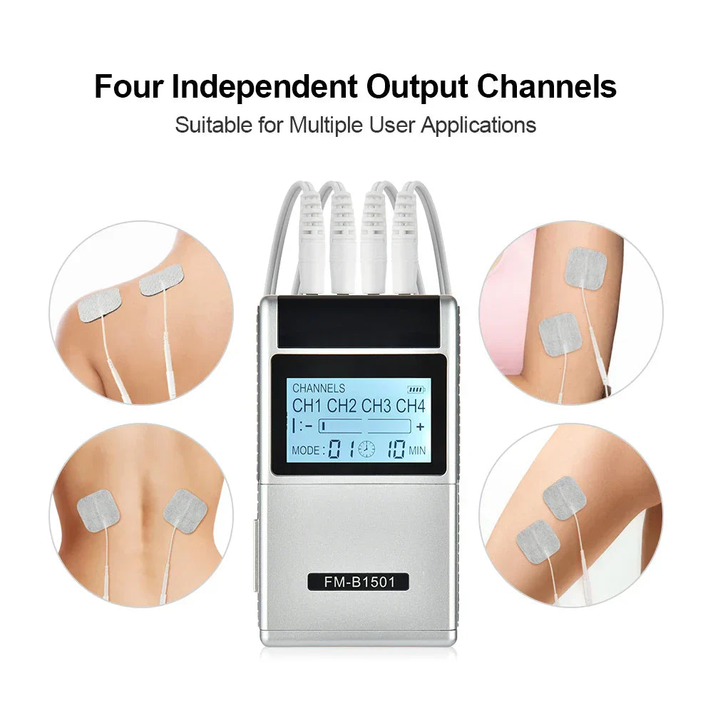 15-Mode Electric Therapy Massager with LCD Display, 4 Outputs, Timer & Intensity Control - Ideal Gift for Pain Relief