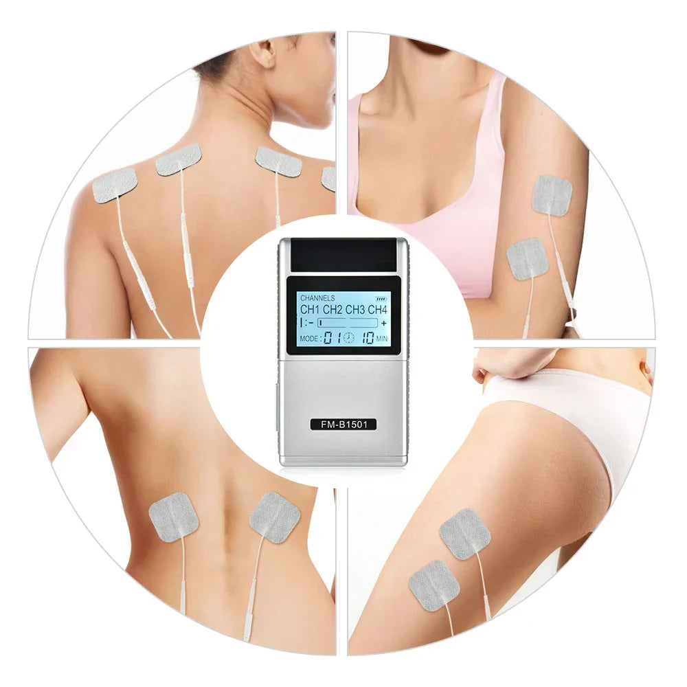 15-Mode Electric Therapy Massager with LCD Display, 4 Outputs, Timer & Intensity Control - Ideal Gift for Pain Relief