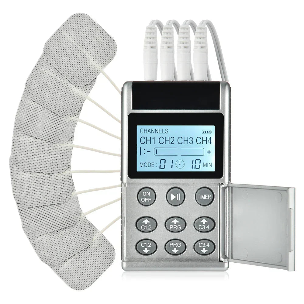 15-Mode Electric Therapy Massager with LCD Display, 4 Outputs, Timer & Intensity Control - Ideal Gift for Pain Relief