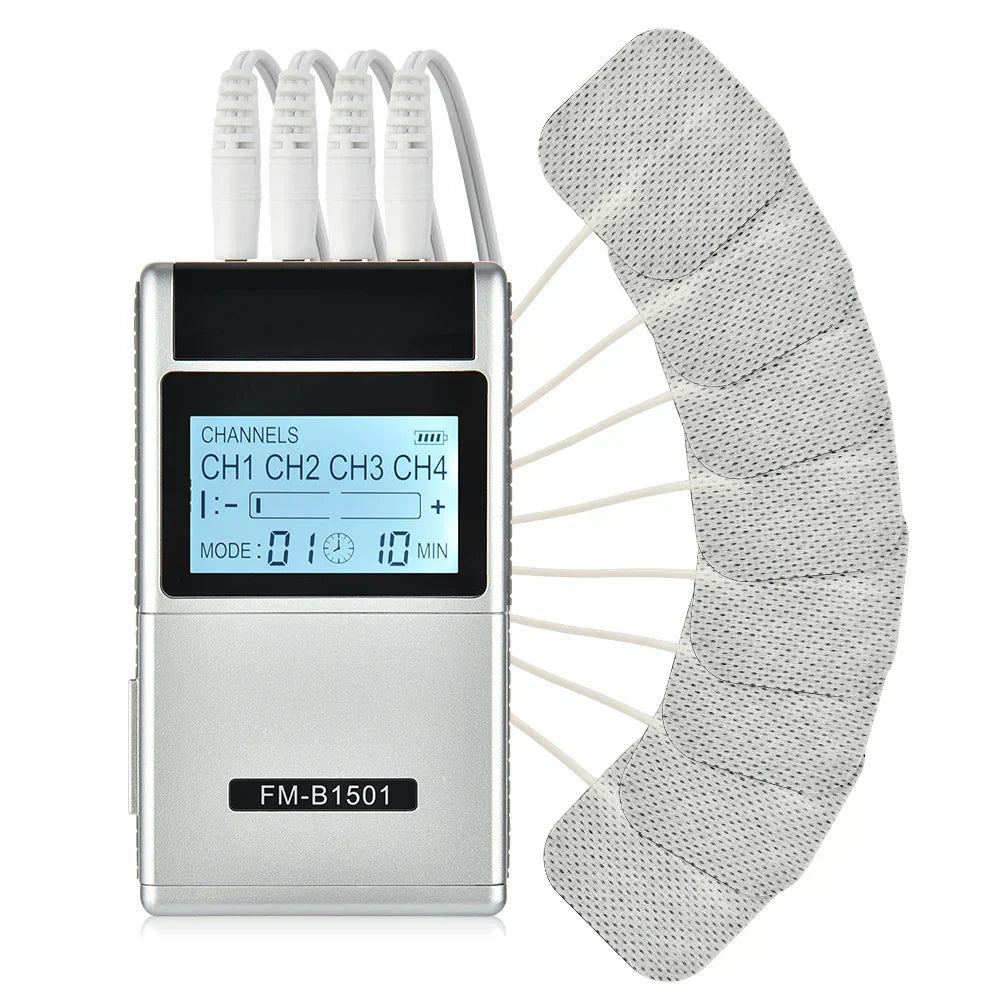 15-Mode Electric Therapy Massager with LCD Display, 4 Outputs, Timer & Intensity Control - Ideal Gift for Pain Relief