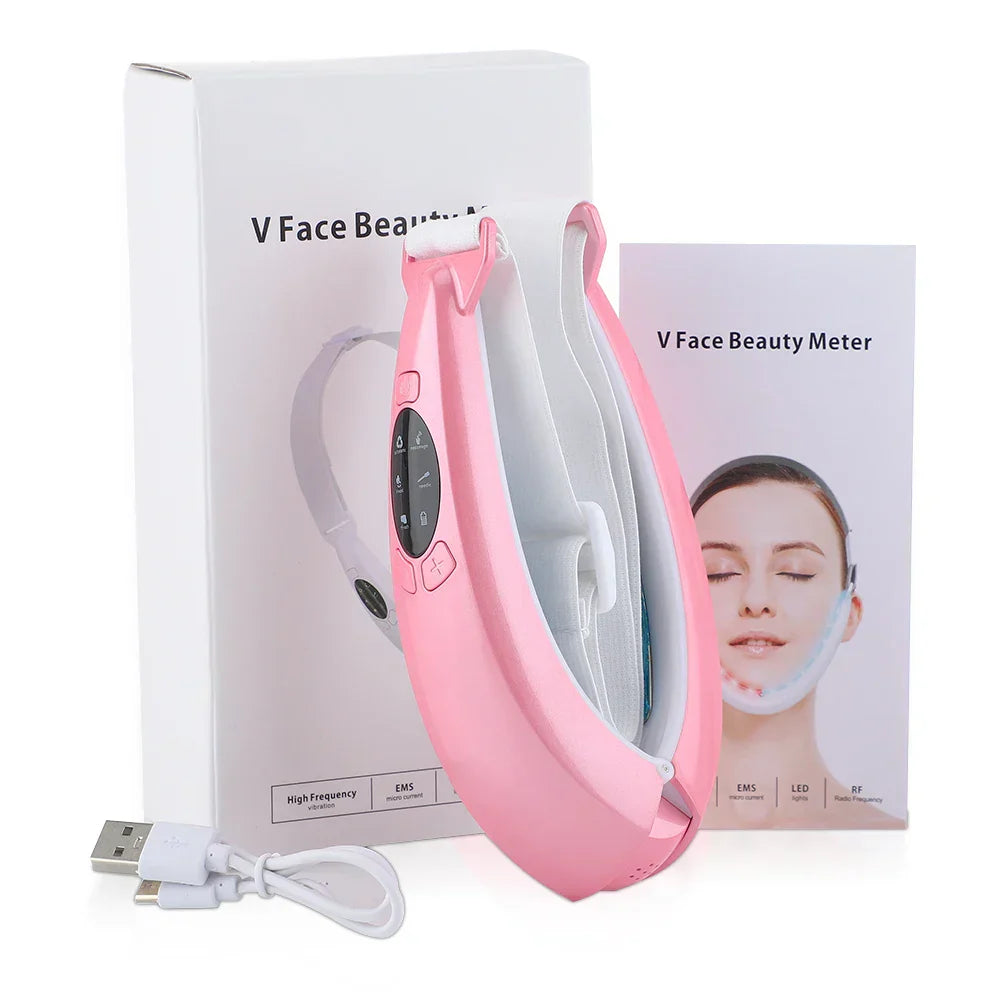V Face Lifting Device - Rechargeable, LED & EMS Technology, 5 Modes, Infrared & Vibration Massage, Anti-Aging, 170x110x500mm