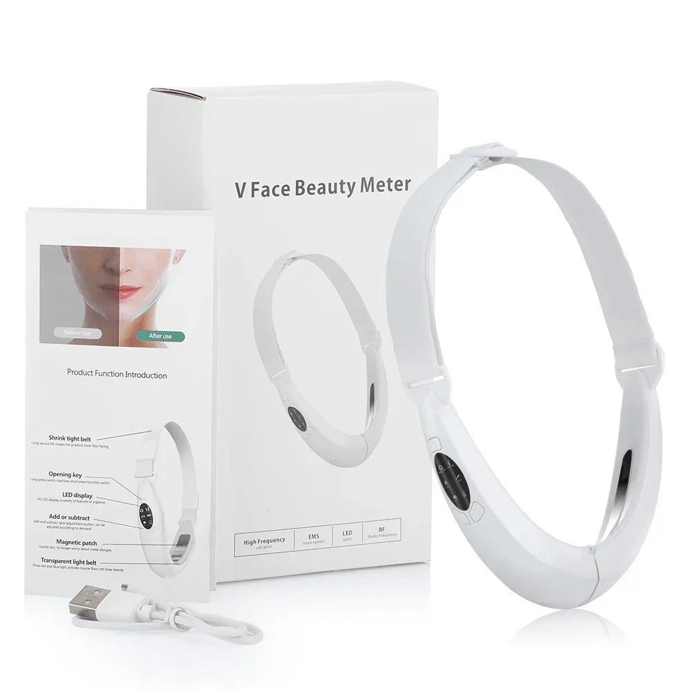 V Face Lifting Device - Rechargeable, LED & EMS Technology, 5 Modes, Infrared & Vibration Massage, Anti-Aging, 170x110x500mm