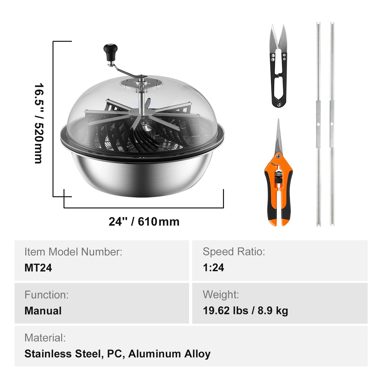 Greenzech 24" Manual Bud Leaf Trimmer Machine, Stainless Steel Bowl Trimmer for Hydroponics, Buds & Flowers