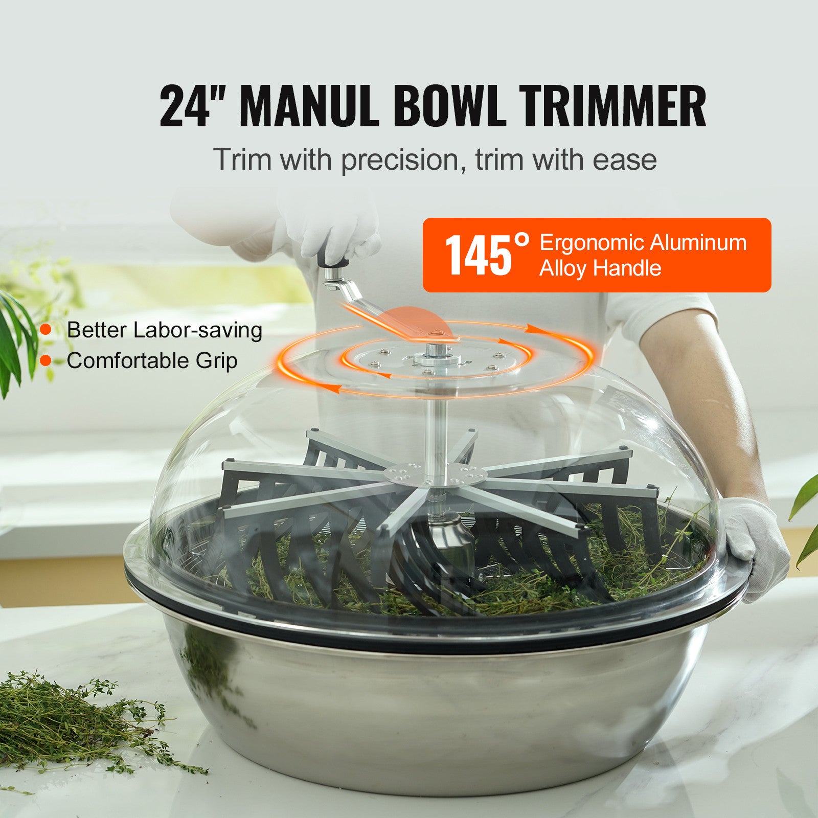 Greenzech 24" Manual Bud Leaf Trimmer Machine, Stainless Steel Bowl Trimmer for Hydroponics, Buds & Flowers