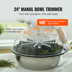 Greenzech 24" Manual Bud Leaf Trimmer Machine, Stainless Steel Bowl Trimmer for Hydroponics, Buds & Flowers