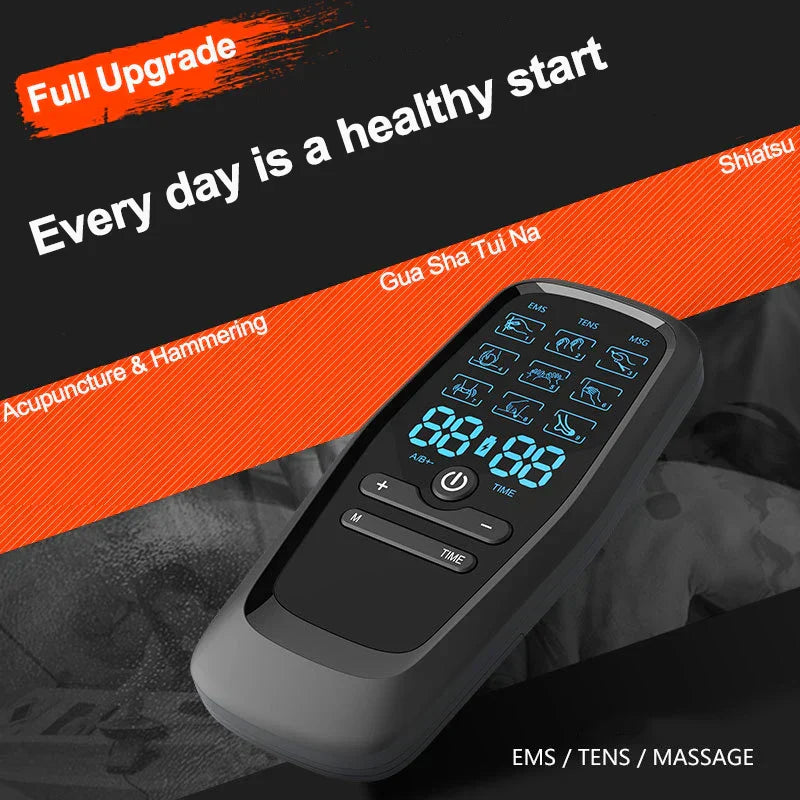 TENS Electric Massager with 6 Modes & 19 Intensity Levels for Pain Relief, Rechargeable, Includes Electrodes & USB Cable