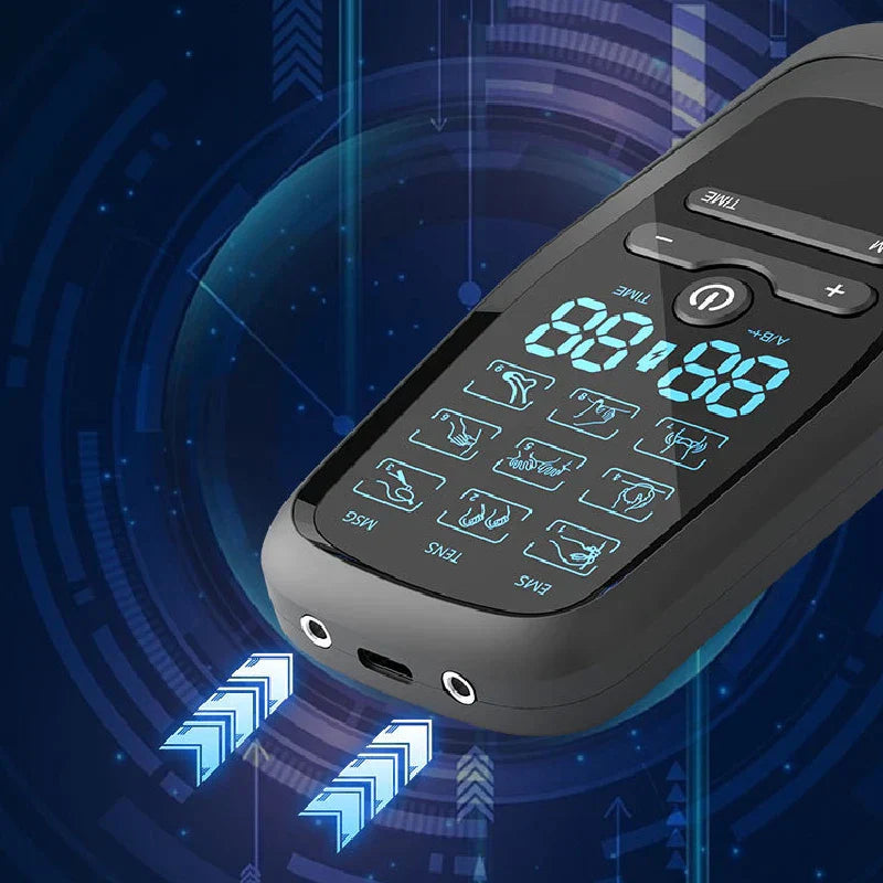 TENS Electric Massager with 6 Modes & 19 Intensity Levels for Pain Relief, Rechargeable, Includes Electrodes & USB Cable
