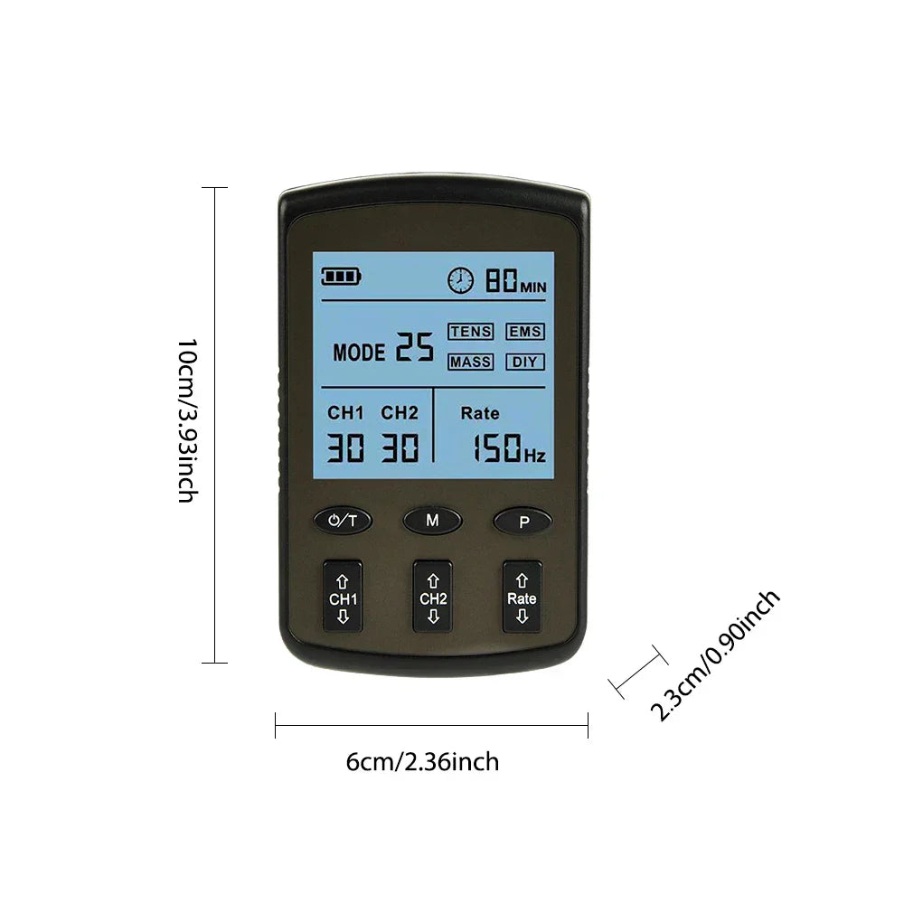 25-Mode TENS EMS Muscle Stimulator for Pain Relief & Body Massage - Digital Therapy Machine with Adjustable Intensity