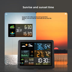 Weather Station Alarm Clock Wireless Indoor Outdoor Thermometer with Atomic Clock Forecast Station with Calendar and Adjustable Backlight