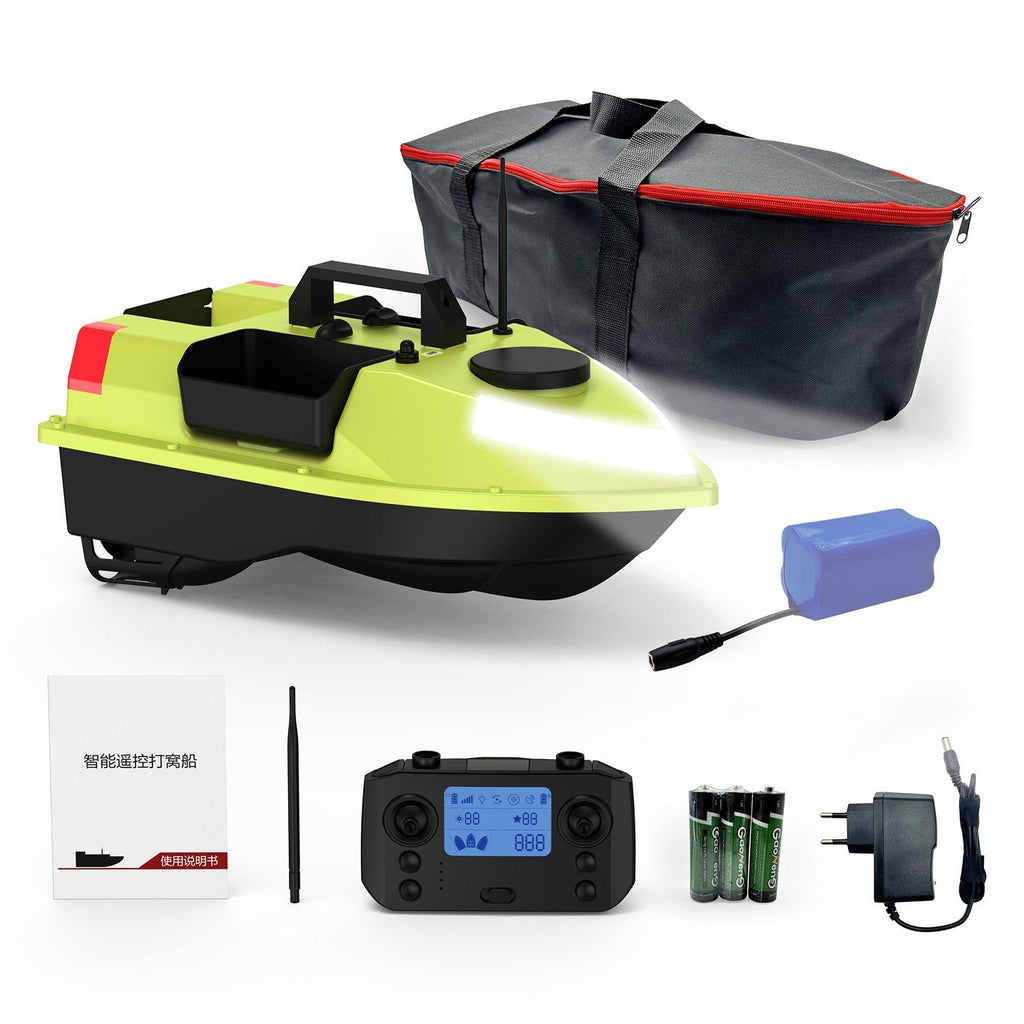GPS RC Bait Boat 600M Remote, 99 Sites, 7-Color LED, 3 Bait Containers, 4.4lb Load, 12000mAh Battery - Smart Fishing