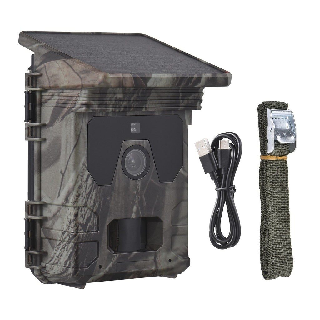 Solar Powered Night Vision Trail Camera 50MP 4K Hunting Camera Built-in Battery 0.5s Trigger Time 120° Detection Angle with 32G Memory Card