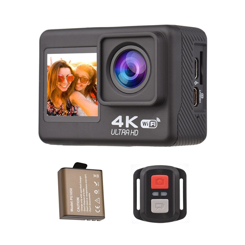 High-Res 4K 60FPS UHD WiFi Action Cam - Dual Screen, 170° Wide, 30M Waterproof, Remote Control