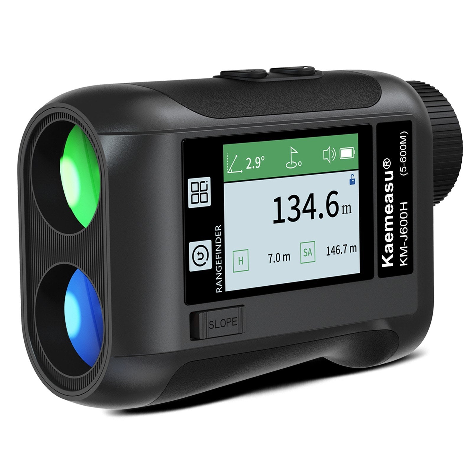 Golf Rangefinder Distance Meter with LCD Touch Screen 6.5X Magnification USB Rechargeable Range Finder with Speaker Slope Function Flagpole Locking