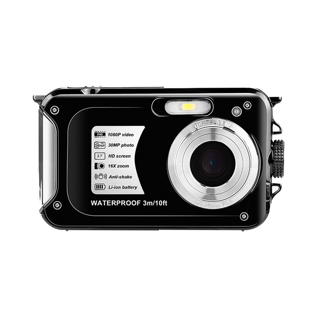 Deep Dive 1080P UHD Action Cam - 2.7" TFT, 30MP, Anti-Shake, 3M Underwater, 16x Zoom, 128GB TF