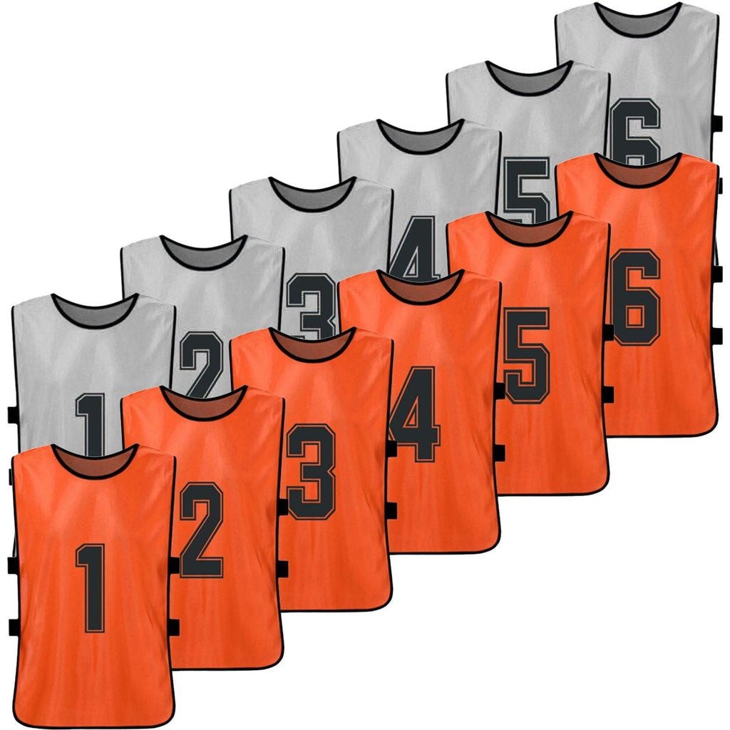 12 PCS Kid's Football Pinnies 2 Colors Quick Drying Soccer Jerseys Youth Sports Scrimmage Basketball Team Training Numbered Bibs Practice Sports Vest