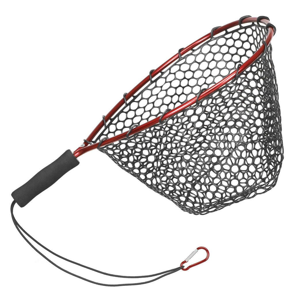 Soft Silicone Fishing Landing Net Aluminium Alloy Pole, EVA Handle, Elastic Strap - Gentle & Durable Fish Catching