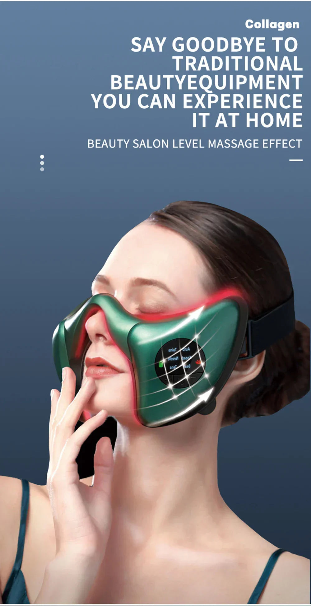 TEMS Microcurrent Face-Lifting Device - Stimulates Collagen, Reduces Fine Lines, Enhances Skin Vitality, 12 Gears, 5 Modes