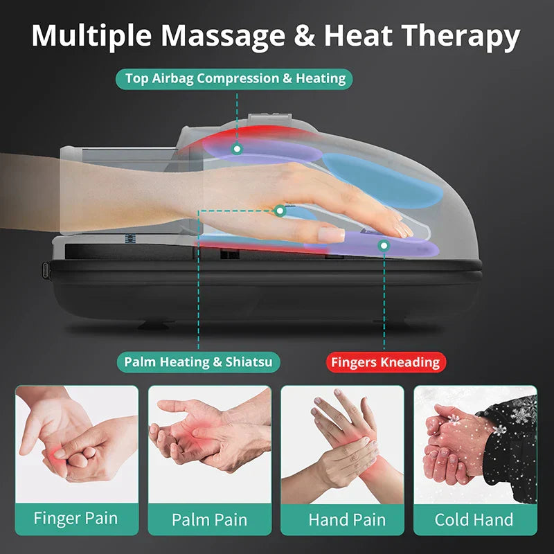 Wireless Electric Hand Massager with Air Compression, Heat Therapy, and Customizable Modes for Muscle Relaxation