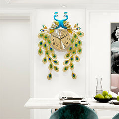 3D DIY Digital Large Peacock Wall Clock Metal Modern Art Home /Office Decoration