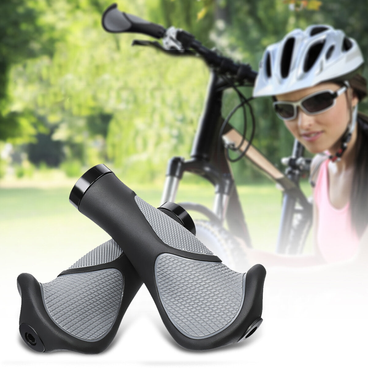1 Pair Bike Handlebar Grips Waterproof Non-Slip 140mm Length Bicycle Grips