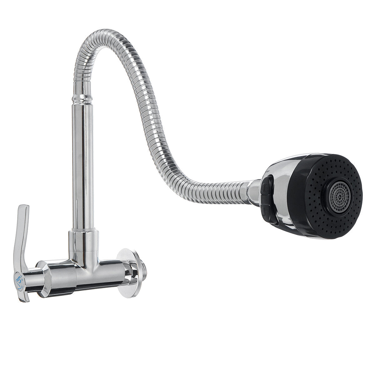 360 Rotation Brass Kitchen Sink Faucet Single Cold Tap Wall Mount