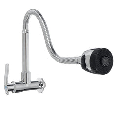 360 Rotation Brass Kitchen Sink Faucet Single Cold Tap Wall Mount