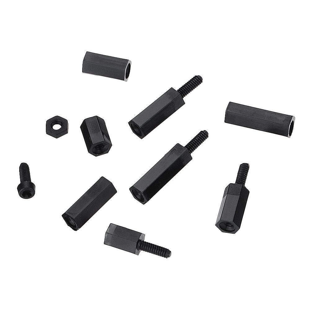 M2 Nylon Screw Black Hex Screw Nut Nylon PCB Standoff Assortment Kit 300Pcs