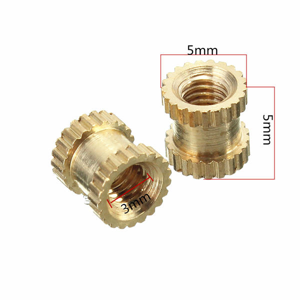 M3BN2 100pcs M3x5x5mm Metric Threaded Brass Knurl Round Insert Nuts