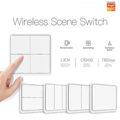 Wireless 12 Scene Switch Push Button 4 Gang Controller Battery Powered Automation Scenario for Tuya Devices