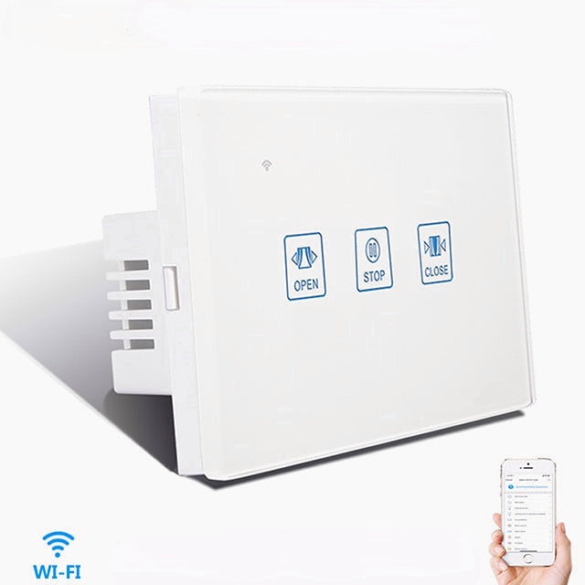 WiFi Curtain Touch Wall Switch Crystal Panel Electric Motorized Blinds Smart Switch Tuya Remote Control With Google Home