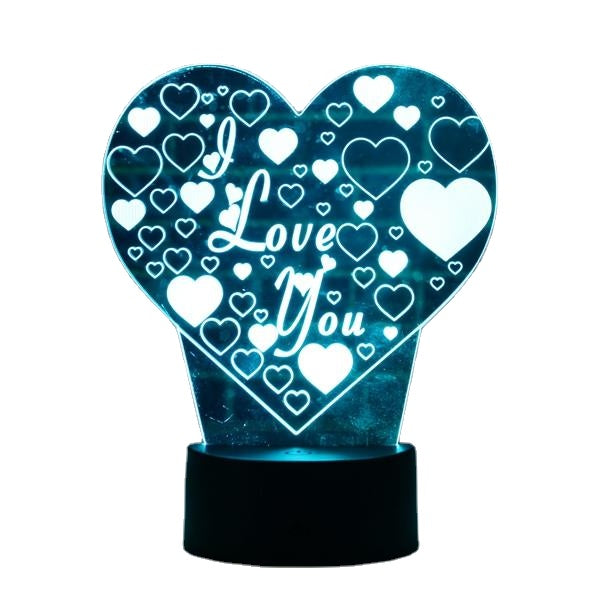 LED 3D Colorful I Love You Night Light Remote Control Touch Sensor Desktop Lamp