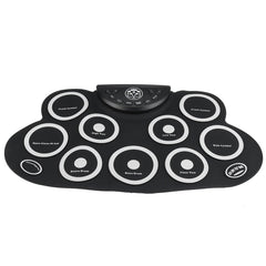 Electric Drum 9 Drum Pads Silicone Plastic Pad w/ Foot Pedals Drumsticks USB 5V