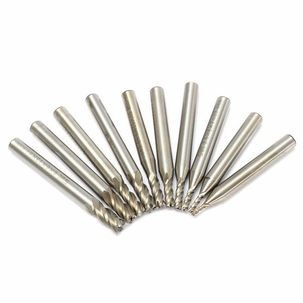 10pcs 1.5-6mm 4 Flute End Mill Cutter 6mm Shank Straight Drill Bit