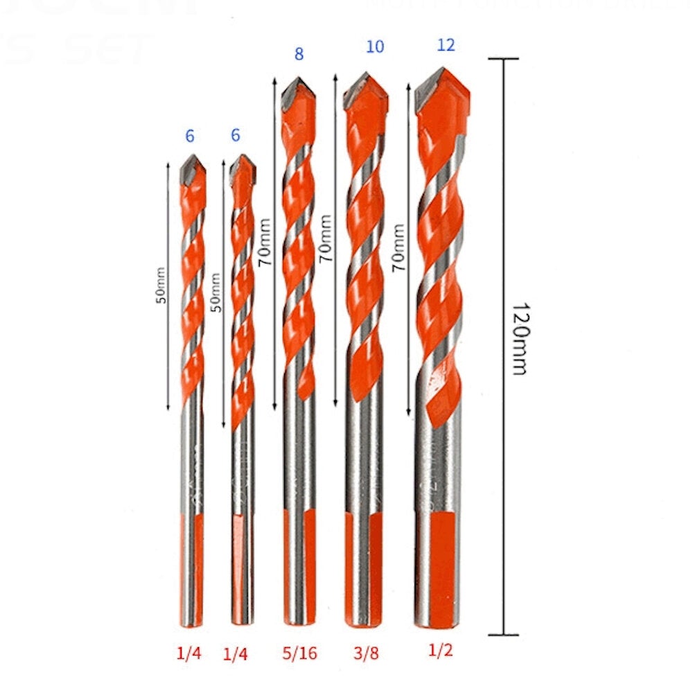 5pcs Ceramic Tile Stainless Steel Drill Carbide Overlord Drill Wall Hole Drilling Electric All-powerful Hand Drill Bit