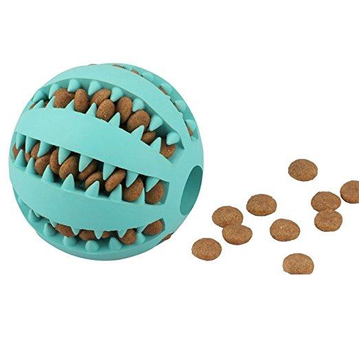 IQ Treat Ball Rubber Dog Balls Toys with Bite Resistant Soft Rubber