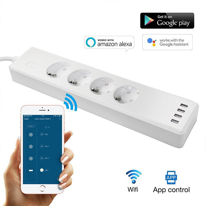 Smart Wireless WiFi EU Power Socket European Standard Voice Control Work with Amazon Alexa