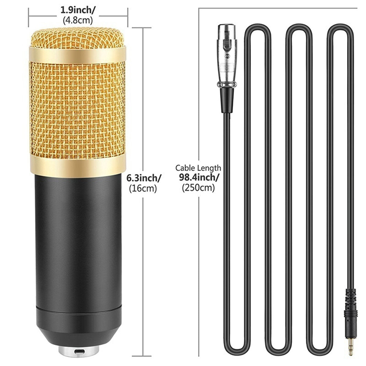 Professional Studio Condenser Microphone 3.5mm Wired Sound Recording For Computer Karaoke KTV