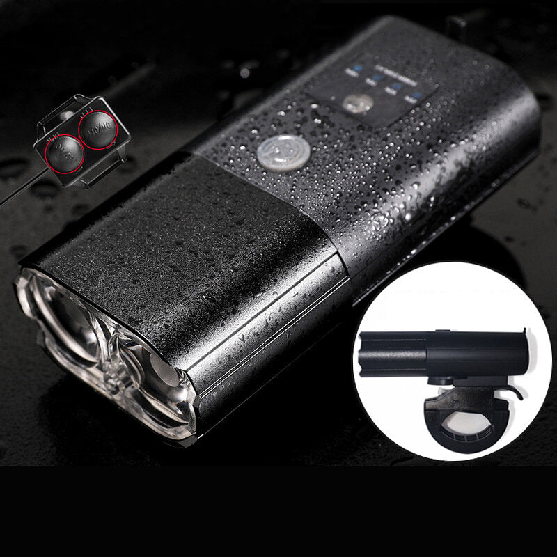 4000mAh Dual T6 Beads 3-in-1 Bike Headlight Rechargeable Horn Light Portable Waterproof Outdoor Cycling Bike Headlight