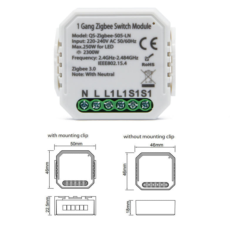 Smart Solution On-off Switch Smart Home Modification Module Work with Alexa Google,220-240V