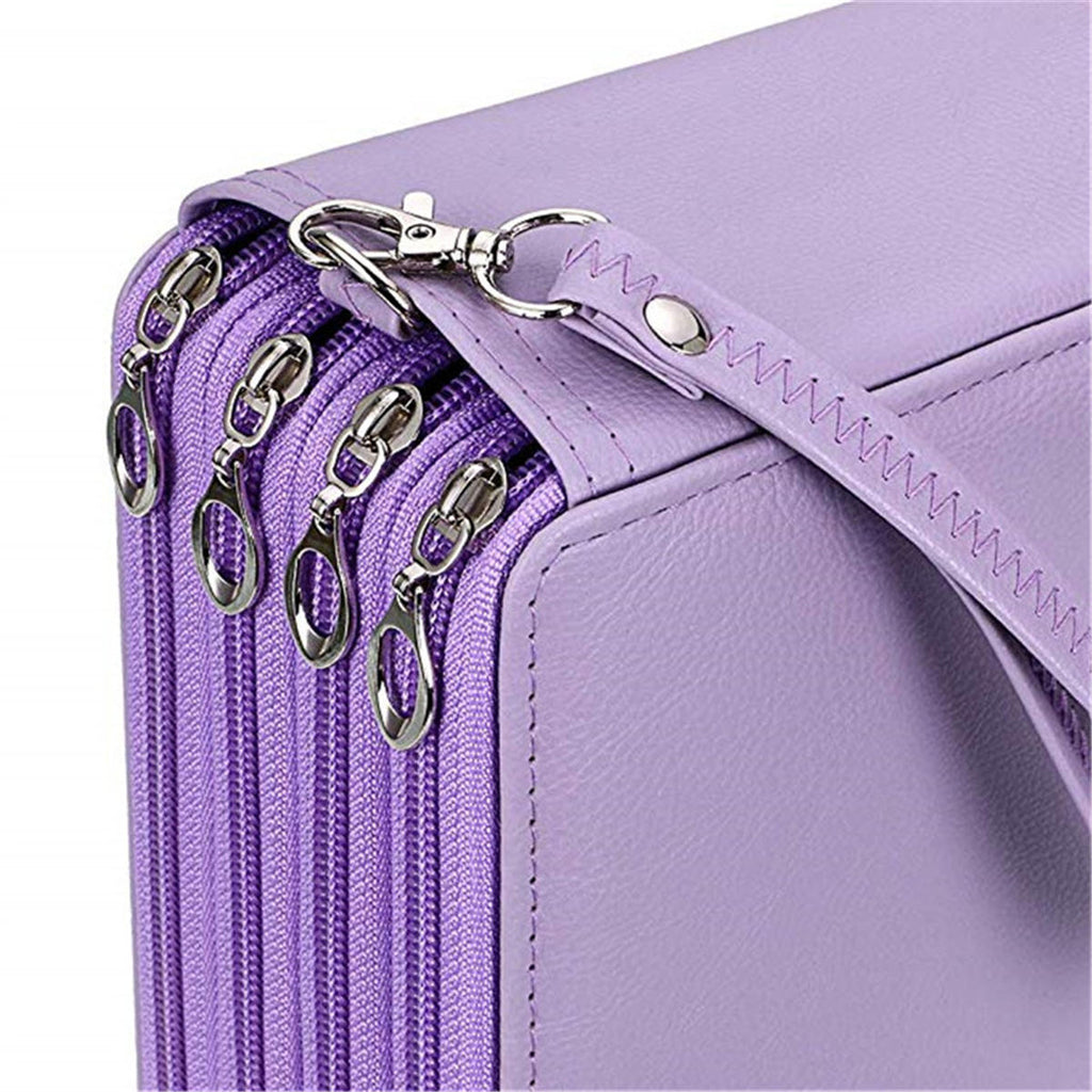 184 Slots Colored Pencil Case Large Capacity Soft and PU Leather Pencil Holder Organizer with Carrying Handle Not Included Pens