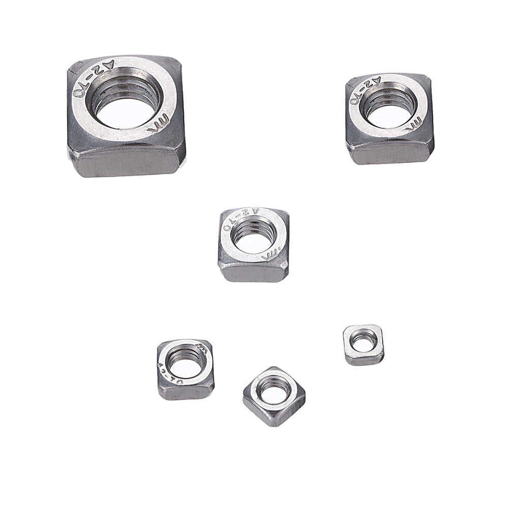 260Pcs Square Nut 304 Stainless Steel Machine Screw Nuts M3/M4/M5/M6/M8/M10