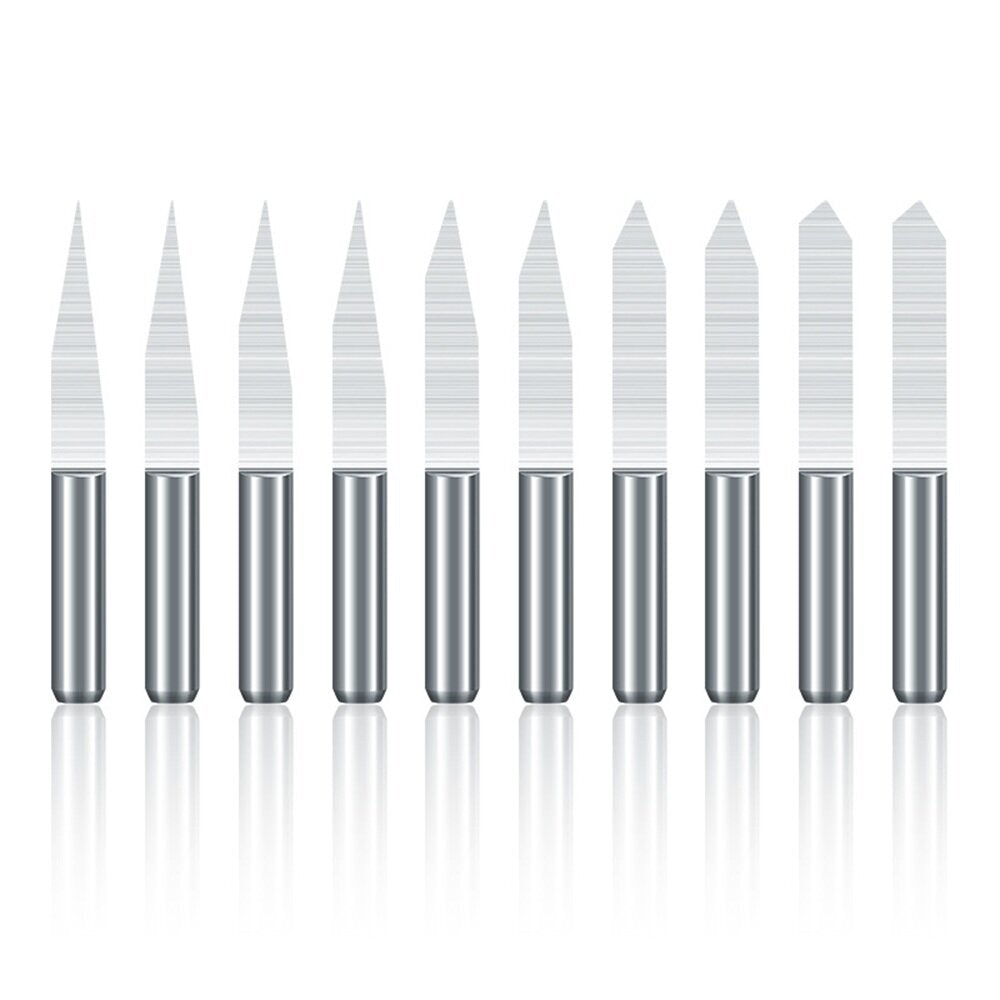 10Pcs 3.175mm Shank V-shaped CNC Milling Cutter 20/30/45/60/90 Angle Engraving Bit Planer Drill