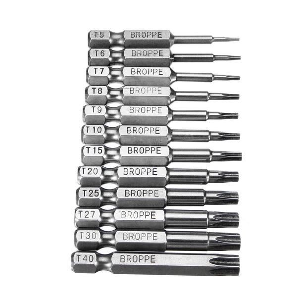 12pcs T5-T40 50mm Magnetic Torx Screwdriver Bits 1/4 Inch Hex Shank Screwdriver Bit Set
