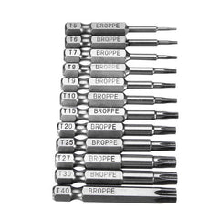12pcs T5-T40 50mm Magnetic Torx Screwdriver Bits 1/4 Inch Hex Shank Screwdriver Bit Set