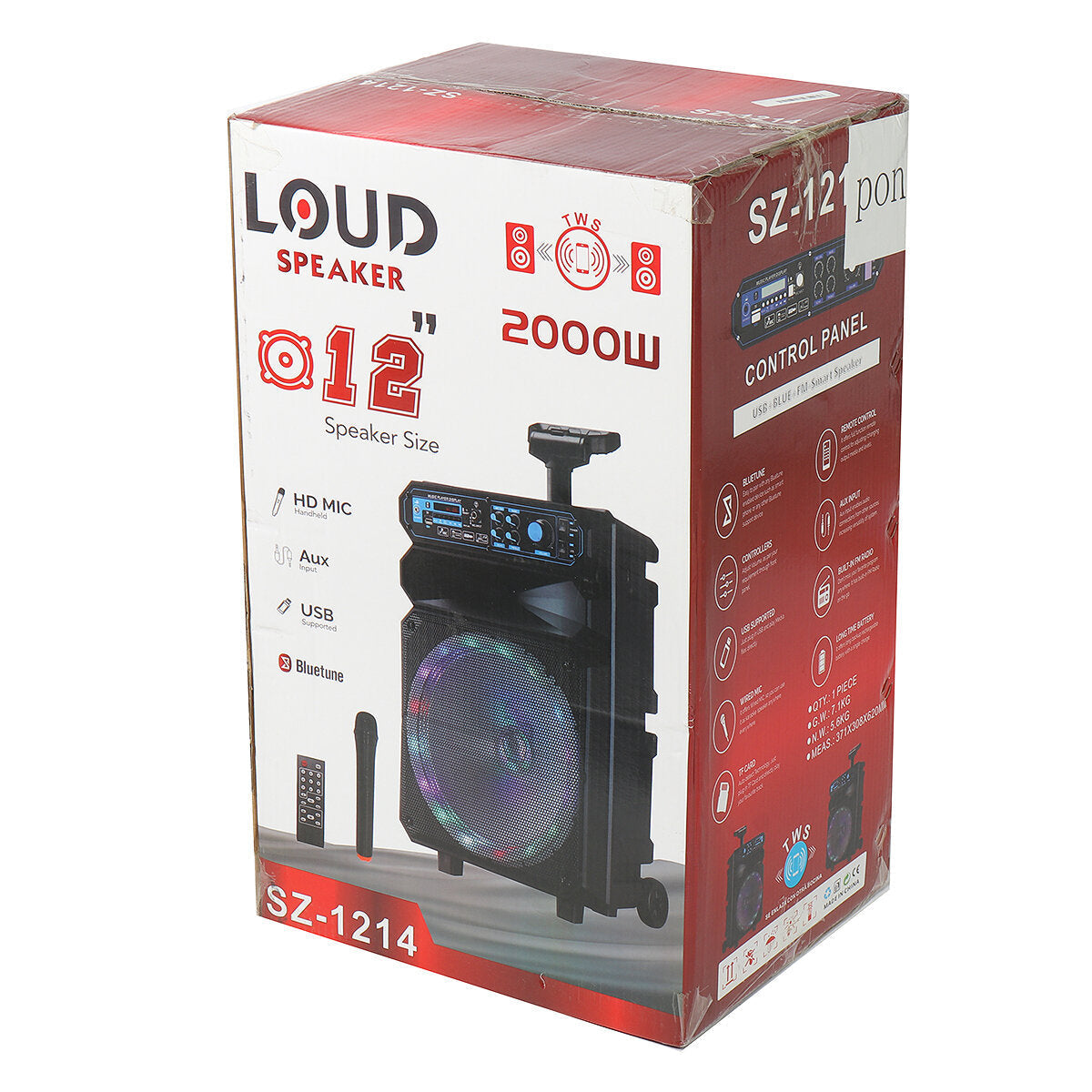 High Power Bluetooth Sound Square Loud Speaker 12 inch 50W Outdoor Singing Subwoofer with HD Mic