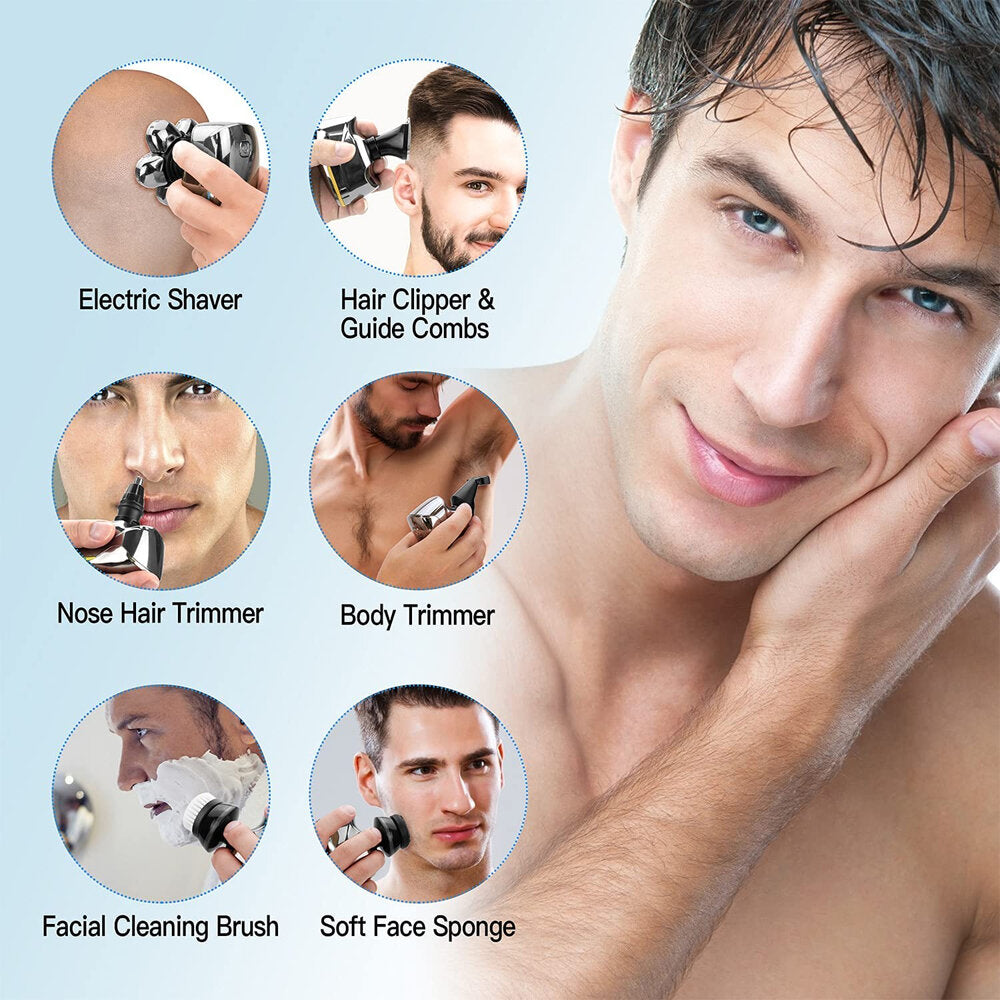 6D Independent Floating Heads Electric Shaver Smart Travel Lock LED Display Electric Shaver IPX6 Waterproof USB Charging Electric Shaver