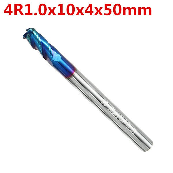 4 Flutes Ball Nose Milling Cutter Tungsten Carbide NACO Coated 2R0.2-8R2.0 HRC65 End Mill