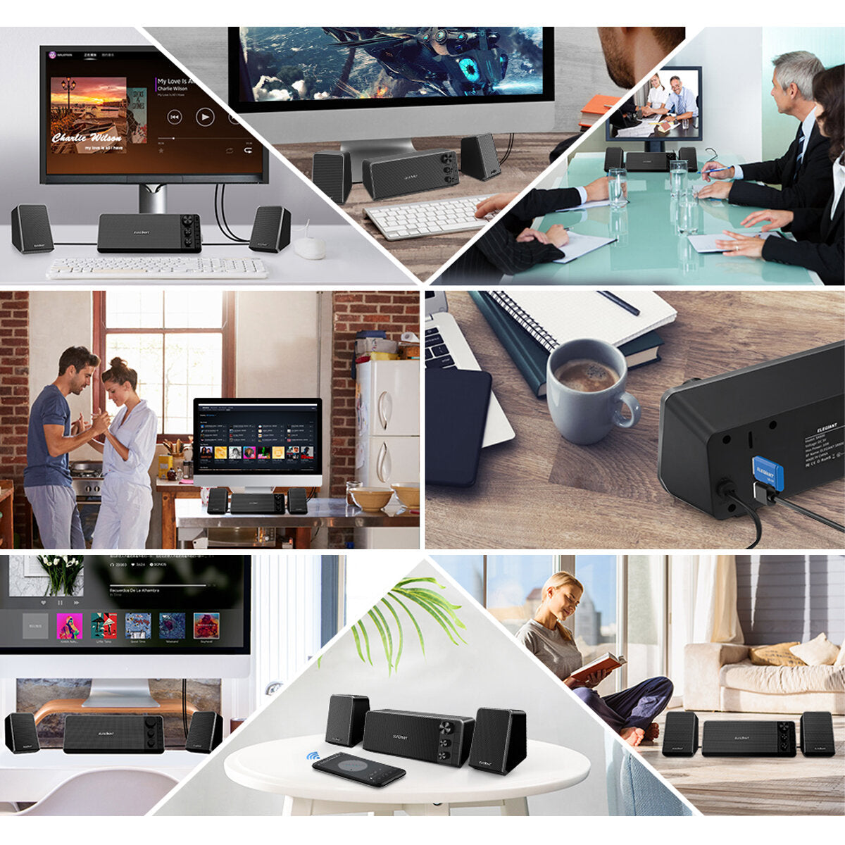 Computer Speakers Mini Powerful 2.1 channel PC Bluetooth 5.0 Speaker with Subwoofer