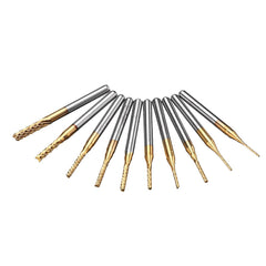 10pcs 0.8-3mm Titanium Coated with 1.6mm Blue Nano Engraving Milling Cutter Carbide Bits
